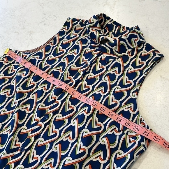Cabi | Armour Blue Heart Chain Print Collared Sleeveless Shirtdress Style 5370 - Picture 12 of 16